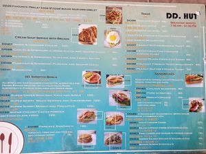 Breakfast menu at DD Hut in Koh Tao