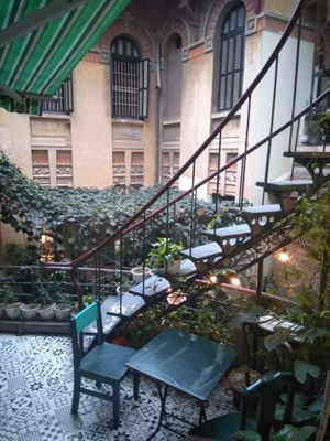 A corner of the cafe at Galeria in Hanoi