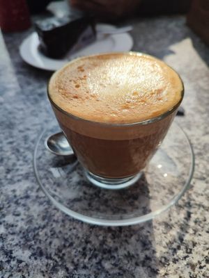 latte with almond milk at Utpala Café in Kathmandu