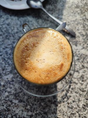 latte with almond milk at Utpala Café in Kathmandu