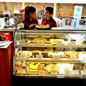 Bakery items displayed at Utpala Café in Kathmandu