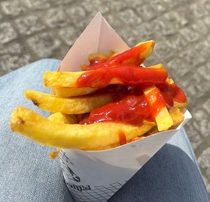 medium fries with spicy ketchup  at Vleminckx Sausmeesters in Amsterdam