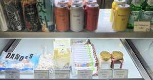 display of snacks and drinks (former dessert fridge) at Food Does Matter 푸드더즈매터 in Seoul