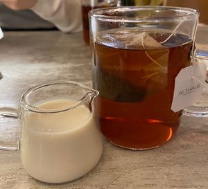 Tea with oat milk (oat milk is optional)  at Food Does Matter 푸드더즈매터 in Seoul