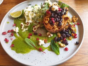 Sweet potatoes with tofu at Nourishing Storm Studio & Cafe in Hatboro