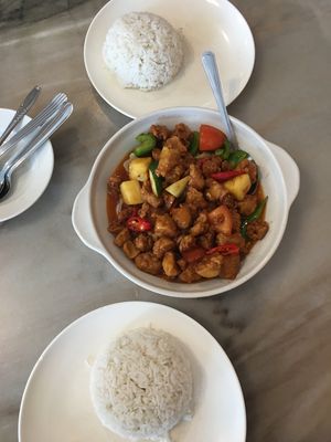 Large sweet and sour pork at Kam Yan Vegetarian Restaurant in Seri Kembangan