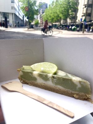 Enjoying a take away  at A La Tarte in The Hague