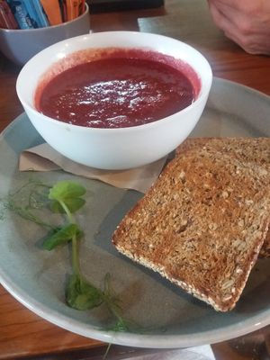 Daily soup (tomato&basil) at Fat Dog in Rotorua