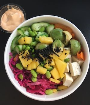 Poke Bowl with Tofu, Red Rice and Mayo at Enso Vegan Lifestyle Bar in Limassol