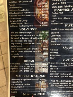 Vegan menu   at Restobar Balú in Quepos