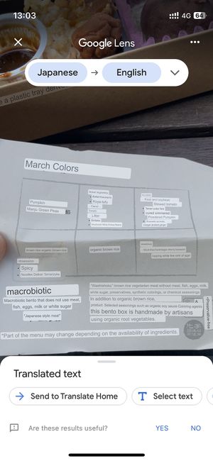Translated component descriptions  at Masumoto - Ginza Mitsukoshi in Tokyo