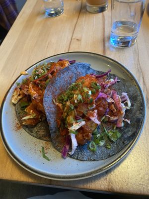 Fried banana flower tacos  at Mestizo in Portland