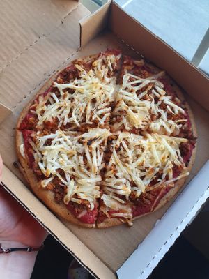 Vegan Cheese Pizza with Vegan Sausage  at Extreme Pizza - Union St in San Francisco