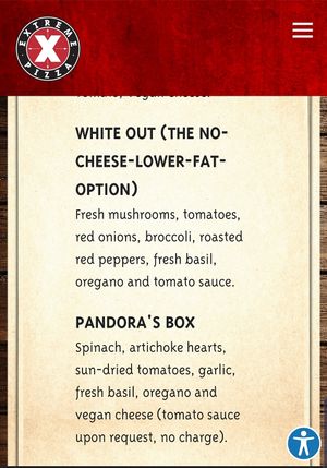 Menu at Extreme Pizza - Union St in San Francisco