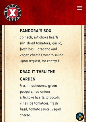 Menu at Extreme Pizza - Union St in San Francisco