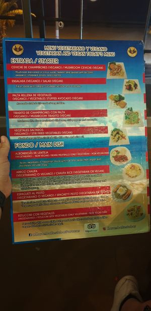 Vegan and vegetarian menu  at Karamba Restobar  in Paracas