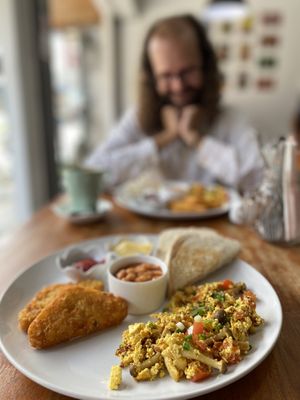 Vegan breakfast. 170 Baht, comes with a hot drink of your choice.  at The Fat Cat in Koh Phangan