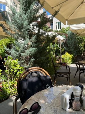One of the outdoor dining areas at Sonder in Pristina