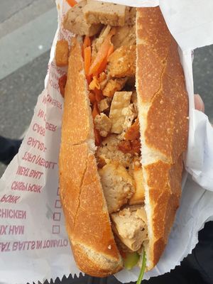 Tofu banh mi: bread is always fresh and crunchy, tofu not as flavourful as used to be at To's Bakery & Cafe in Footscray