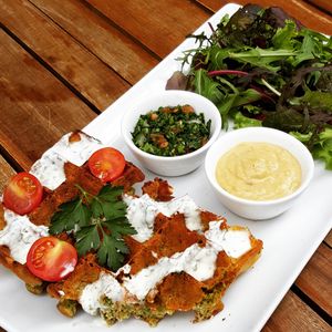 Falafel waffle with chick peas flour at La Gaufrerie in Paris