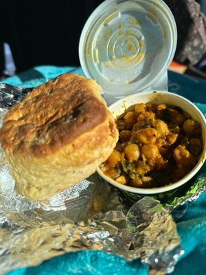 Chickpea scramble with spelt biscuit is my go too  at Sevananda Natural Foods Co-op in Atlanta