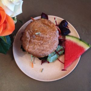 This vegan burger is called 'Veggeburger' which is so good! I liked it very much.  at Cafe N in Copenhagen