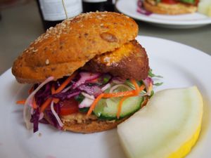 Vegan seitan sandwich at Cafe N in Copenhagen