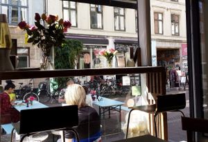 Looking out on a sunny summer day at Cafe N in Copenhagen