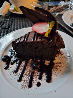 Vegan chocolate cake at Dayang Cafe in Langkawi