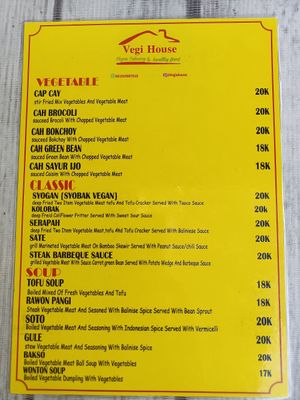 Menu 2 at Vegi House in Singaraja