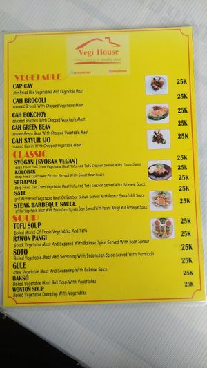 Menu 1/2  at Vegi House in Singaraja