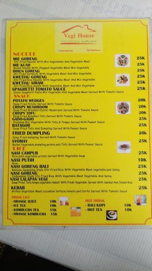 Menu 2/2  at Vegi House in Singaraja