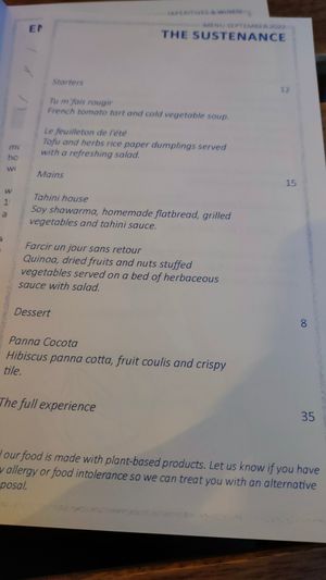 September menu: you can see no convenience in the full experience at Ventre Content in Liege