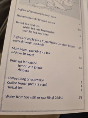 Drinks menu at Ventre Content in Liege