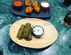 Cauliflower wings and croquettes  at The Green Affair - Chiado in Lisbon
