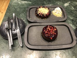 Crumble with seasonal fruits (top) & Charlie Brown (bottom)  at The Green Affair - Chiado in Lisbon