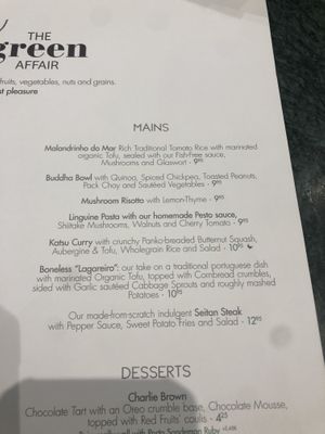 Lovely menu  at The Green Affair - Chiado in Lisbon
