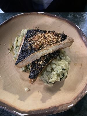 marinied tofu on mashed potatoes  at The Green Affair - Chiado in Lisbon