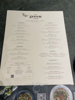 The menu  at The Green Affair - Chiado in Lisbon