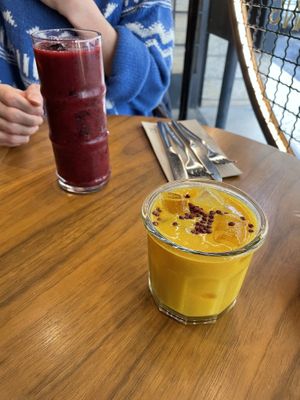 Berry and Mango smoothies  at The Green Affair - Chiado in Lisbon
