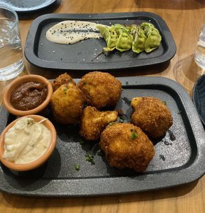 Cauliflower wings and gyoza- INCREDIBLE  at The Green Affair - Chiado in Lisbon