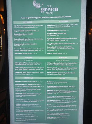 Menu at The Green Affair - Chiado in Lisbon
