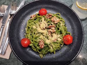 Pesto linguine at The Green Affair - Chiado in Lisbon