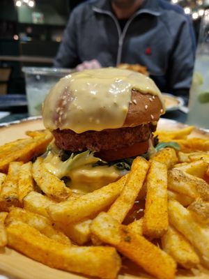 Vegan cheese burger at The Green Affair - Chiado in Lisbon