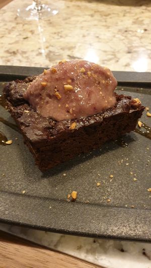 Brownie with banana and berries ice cream at The Green Affair - Chiado in Lisbon