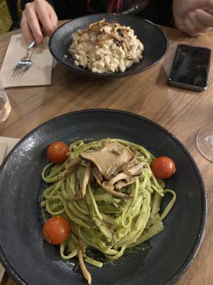 Mushroom linguini and risotto at The Green Affair - Chiado in Lisbon