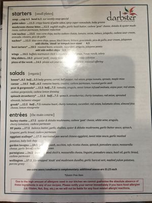 Menu at Darbster in West Palm Beach