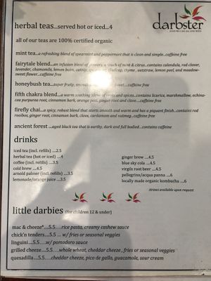 Menu at Darbster in West Palm Beach