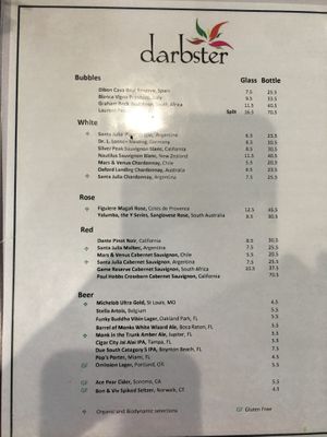 Menu at Darbster in West Palm Beach