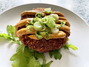 Palm cake, it’s like a traditional crabcake  at Darbster in West Palm Beach